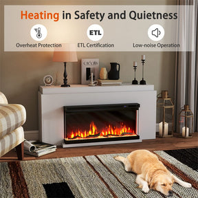 36-60 Inch Recessed 3-Sided Electric Fireplace Insert, 1200W Fireplace Heater with 12 Flame Colors, Remote Control, 5 Brightness & 8H Timer