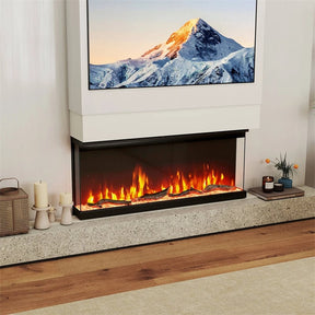36-60 Inch Recessed 3-Sided Electric Fireplace Insert, 1200W Fireplace Heater with 12 Flame Colors, Remote Control, 5 Brightness & 8H Timer