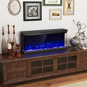 36-60 Inch Recessed 3-Sided Electric Fireplace Insert, 1200W Fireplace Heater with 12 Flame Colors, Remote Control, 5 Brightness & 8H Timer
