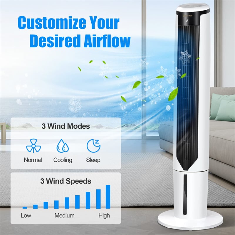 41" Portable Evaporative Air Cooler, 3-in-1 Quiet Oscillating Tower Fan w/ Remote, 3 Modes & 9H Timer, Bladeless Swamp Cooler for Home Office, Bedroom
