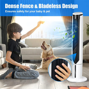 41" Portable Evaporative Air Cooler, 3-in-1 Quiet Oscillating Tower Fan w/ Remote, 3 Modes & 9H Timer, Bladeless Swamp Cooler for Home Office, Bedroom