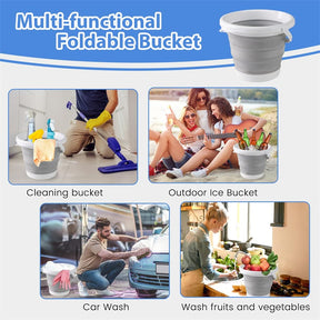 4FT Folding Ice Cooler Table with Drain, Bucket & Removable Skirt, Portable Fill and Chill Table for Food Drink, Camping Party BBQ, No Assembly