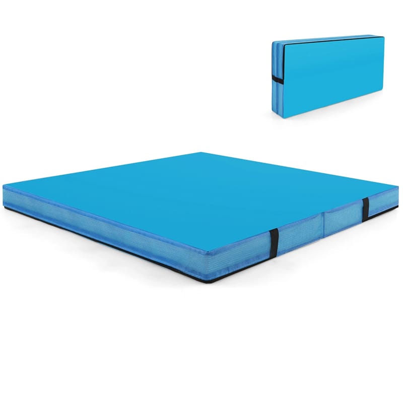 4" Thick Folding Gymnastic Mat, 4' x 4' Home Gym Bio-Fold Exercise Tumbling Mat with Carry Handles, PU Leather Cover for Aerobics Workout Yoga