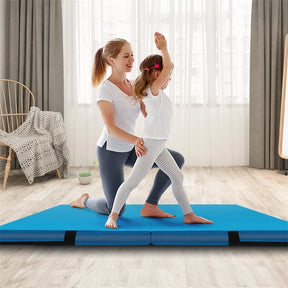 4" Thick Folding Gymnastic Mat, 4' x 4' Home Gym Bio-Fold Exercise Tumbling Mat with Carry Handles, PU Leather Cover for Aerobics Workout Yoga