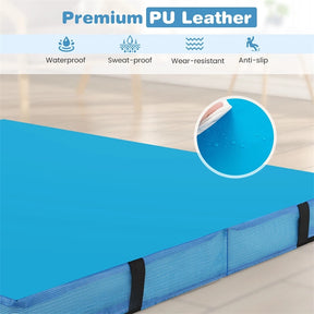 4" Thick Folding Gymnastic Mat, 4' x 4' Home Gym Bio-Fold Exercise Tumbling Mat with Carry Handles, PU Leather Cover for Aerobics Workout Yoga