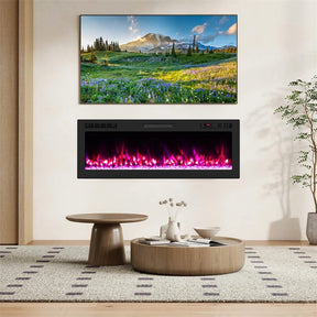 36-68" Smart WiFi Electric Fireplace, Recessed/Wall Mounted Fireplace Heater, 12 Flame & Ember Bed Colors, Alexa/Google Assistant, 12H Timer