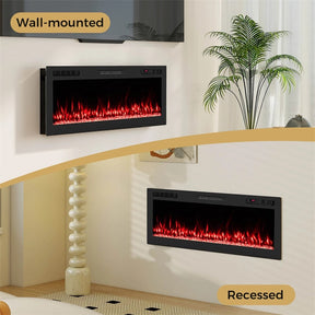 36-68" Smart WiFi Electric Fireplace, Recessed/Wall Mounted Fireplace Heater, 12 Flame & Ember Bed Colors, Alexa/Google Assistant, 12H Timer