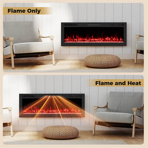 36-68" Smart WiFi Electric Fireplace, Recessed/Wall Mounted Fireplace Heater, 12 Flame & Ember Bed Colors, Alexa/Google Assistant, 12H Timer