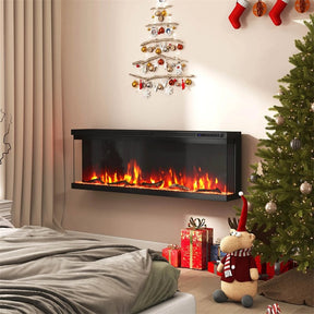 36-60 Inch Recessed 3-Sided Electric Fireplace Insert, 1200W Fireplace Heater with 12 Flame Colors, Remote Control, 5 Brightness & 8H Timer