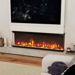 36-60 Inch Recessed 3-Sided Electric Fireplace Insert, 1200W Fireplace Heater with 12 Flame Colors, Remote Control, 5 Brightness & 8H Timer