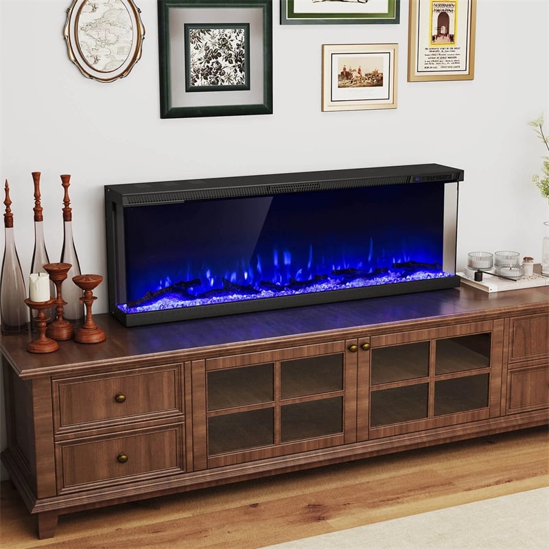 36-60 Inch Recessed 3-Sided Electric Fireplace Insert, 1200W Fireplace Heater with 12 Flame Colors, Remote Control, 5 Brightness & 8H Timer