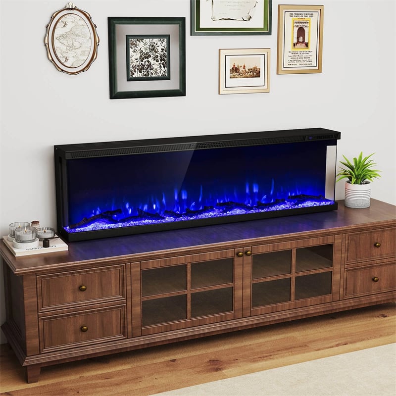 36-60 Inch Recessed 3-Sided Electric Fireplace Insert, 1200W Fireplace Heater with 12 Flame Colors, Remote Control, 5 Brightness & 8H Timer