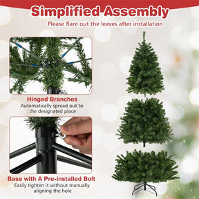 6/7/8FT Pre-Lit Artificial Christmas Tree, Hinged Xmas Tree with Remote, Warm White LED Lights, Timer, Adjustable Lighting Modes for Holiday Decor