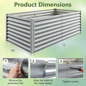 6x3x2 FT Outdoor Metal Raised Garden Bed Planter Box Kit with Open Bottom, 271 Gallon Elevated Garden Planter for Vegetable Herb
