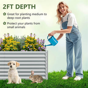 6x3x2 FT Outdoor Metal Raised Garden Bed Planter Box Kit with Open Bottom, 271 Gallon Elevated Garden Planter for Vegetable Herb