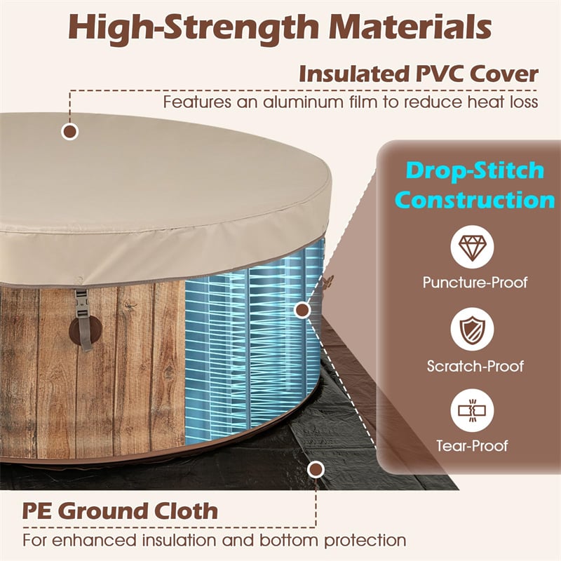 4-6 Person Inflatable Hot Tub Spa, 72" Round Blow Up Pool Hot Tub with 120 Air Jets, Heater Pump, LED Touch & Energy-Efficient Thermal Cover