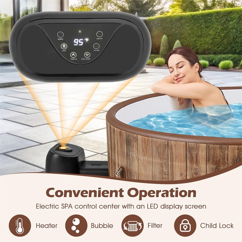 4-6 Person Inflatable Hot Tub Spa, 72" Round Blow Up Pool Hot Tub with 120 Air Jets, Heater Pump, LED Touch & Energy-Efficient Thermal Cover