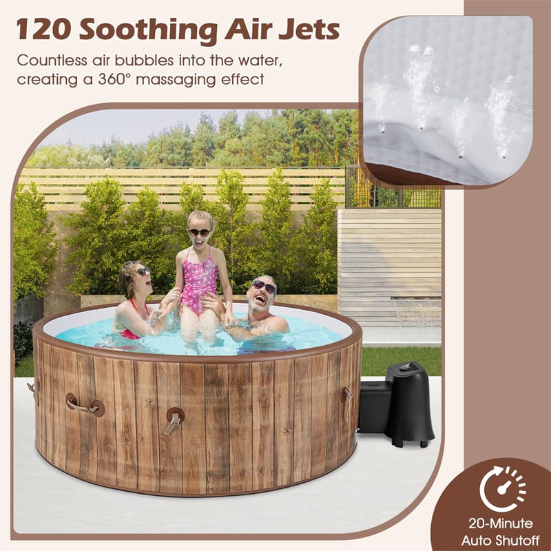 4-6 Person Inflatable Hot Tub Spa, 72" Round Blow Up Pool Hot Tub with 120 Air Jets, Heater Pump, LED Touch & Energy-Efficient Thermal Cover
