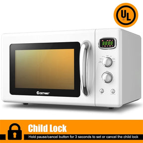 0.9Cu.ft Retro Countertop Microwave Oven 900W with Defrost & Auto Cooking Function, Glass Turntable