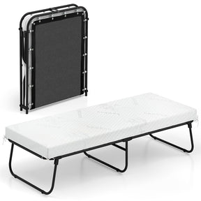 Cot Size Rollaway Guest Bed with Memory Foam Mattress, 75"x31" Portable Folding Bed with Heavy-Duty Metal Frame for Home Office Small Spaces