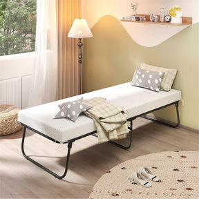 Cot Size Rollaway Guest Bed with Memory Foam Mattress, 75"x31" Portable Folding Bed with Heavy-Duty Metal Frame for Home Office Small Spaces