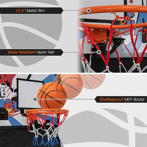 Foldable Dual Shot Basketball Arcade Game with LED Electronic Scoring, 8 Game Modes & 4 Balls, 2-Player Indoor Basketball Game for Kids Adults