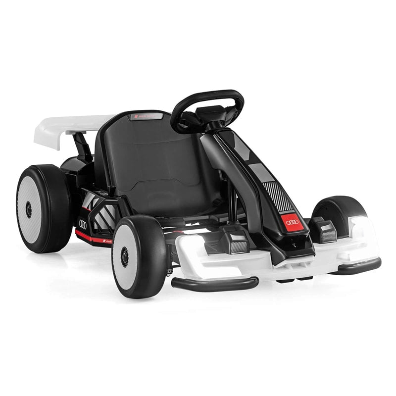 Licensed Audi 24V Kids Go Kart, Length Adjustable Ride on Racing Toy with 2x150W Motors, 8 MPH Electric Drift Go Cart Sport Car for Ages 6+ Years