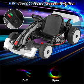 Licensed Audi 24V Kids Go Kart, Length Adjustable Ride on Racing Toy with 2x150W Motors, 8 MPH Electric Drift Go Cart Sport Car for Ages 6+ Years