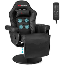 Ergonomic Gaming Recliner Chair with Massage, Retractable Footrest & Cup Holder, Height Adjustable Racing Style Swivel Video Game Chair