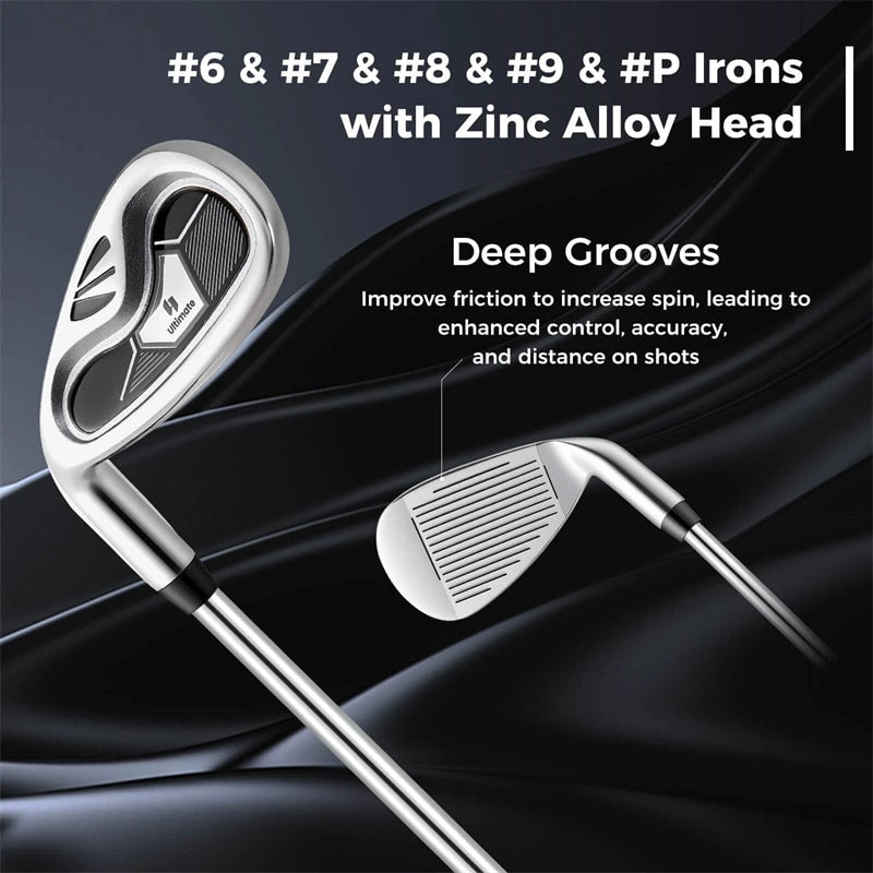 Men's Left-Handed Complete Golf Clubs Set, 10 Pieces Golf Club Package Set with 460CC Driver, Fairway Wood, Putter & Lightweight Stand Bag