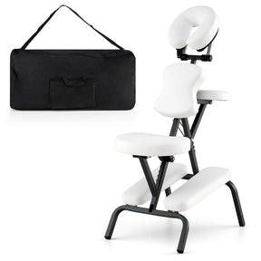 Portable Lightweight Massage Chair, PU Leather Tattoo Spa Chair with Thickened Sponge & Carrying Bag, Folding Travel Chair for Massage Therapy