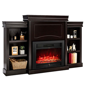 70" Electric Fireplace TV Stand with 28.5" 1500W Insert, Adjustable 3-Color Flame & Remote, Wood Media Console with Storage for Living Room