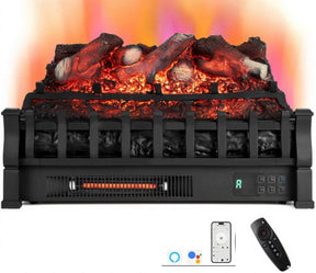 Infrared Quartz Electric Fireplace Heater, Alexa and Google Assistant Compatible, 5 Flame Modes, 8H Timer, 1500W