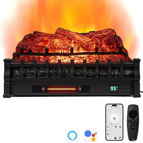 Infrared Quartz Electric Fireplace Heater, Alexa and Google Assistant Compatible, 5 Flame Modes, 8H Timer, 1500W