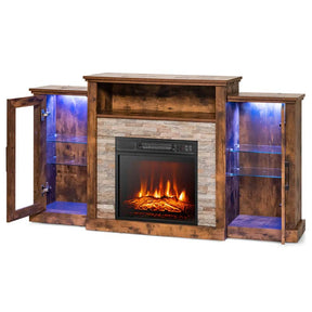 Electric Fireplace TV Stand with LED Lights for 65" TVs, Entertainment Center w/ 18" Heater Insert, APP & Remote Control, Adjustable Shelf
