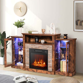 Electric Fireplace TV Stand with LED Lights for 65" TVs, Entertainment Center w/ 18" Heater Insert, APP & Remote Control, Adjustable Shelf