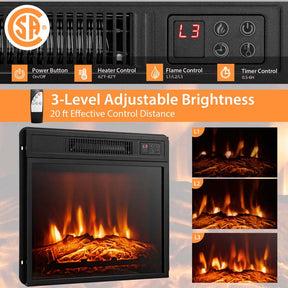 Electric Fireplace TV Stand with LED Lights for 65" TVs, Entertainment Center w/ 18" Heater Insert, APP & Remote Control, Adjustable Shelf
