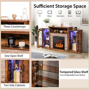 Electric Fireplace TV Stand with LED Lights for 65" TVs, Entertainment Center w/ 18" Heater Insert, APP & Remote Control, Adjustable Shelf