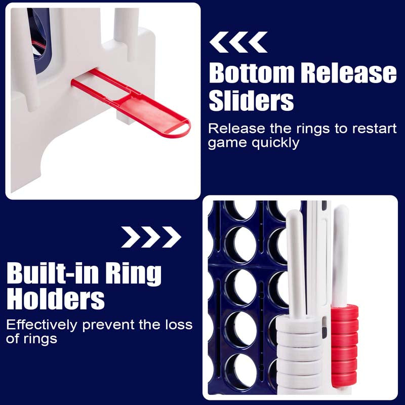 Giant 4-In-A-Row Jumbo 4-to-Score Giant Game Set with 42 Jumbo Rings & Quick-Release Slider