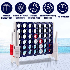 Giant 4-In-A-Row Jumbo 4-to-Score Giant Game Set with 42 Jumbo Rings & Quick-Release Slider