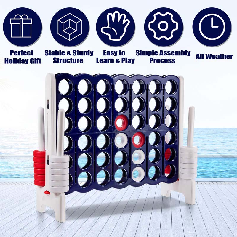 Giant 4-In-A-Row Jumbo 4-to-Score Giant Game Set with 42 Jumbo Rings & Quick-Release Slider