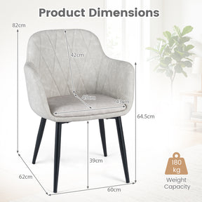 Dining Chairs Set of 2, Upholstered PU Leather Kitchen Chairs with Curved Back & Wide Seat, Mid-Century Accent Side Armchairs for Dining Room, Living Room & Bedroom