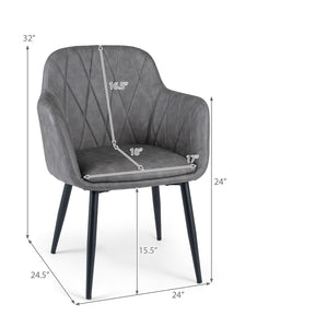 Dining Chairs Set of 2, Upholstered PU Leather Kitchen Chairs with Curved Back & Wide Seat, Mid-Century Accent Side Armchairs for Dining Room, Living Room & Bedroom