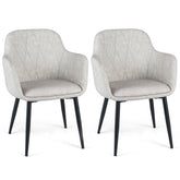 Dining Chairs Set of 2, Upholstered PU Leather Kitchen Chairs with Curved Back & Wide Seat, Mid-Century Accent Side Armchairs for Dining Room, Living Room & Bedroom