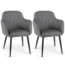 Dining Chairs Set of 2, Upholstered PU Leather Kitchen Chairs with Curved Back & Wide Seat, Mid-Century Accent Side Armchairs for Dining Room, Living Room & Bedroom