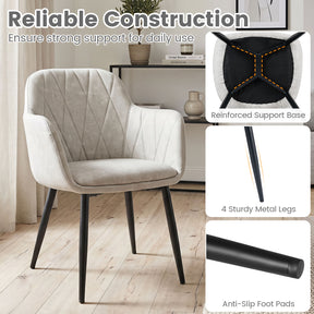 Dining Chairs Set of 2, Upholstered PU Leather Kitchen Chairs with Curved Back & Wide Seat, Mid-Century Accent Side Armchairs for Dining Room, Living Room & Bedroom