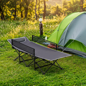 Foldable Camping Cot For Kids, Portable Sleeping Cot , Outdoor Heavy-Duty Metal Frame for Backpacking, Hiking, Beach