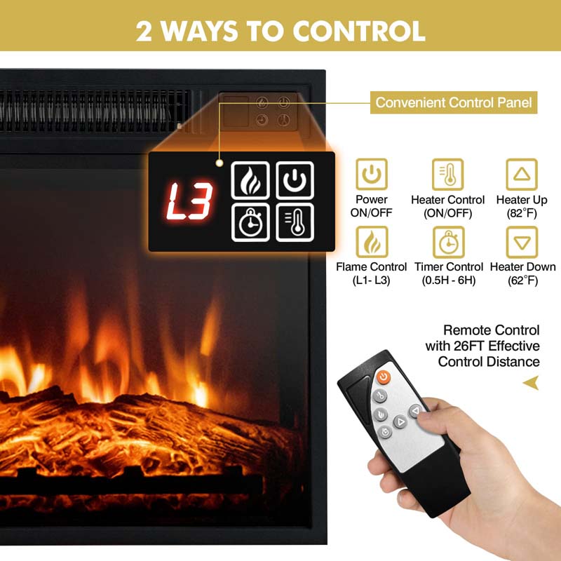58" Electric Fireplace TV Stand for 65" TVs, Media Console with 18" 1400W Heater Insert, Thermostat, Adjustable 3D Flame & Storage Shelves
