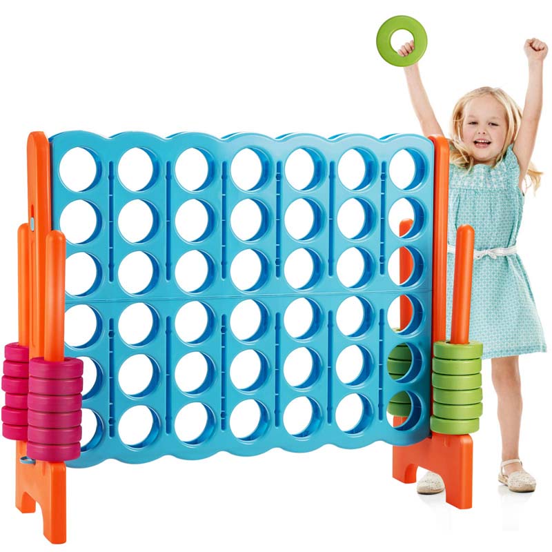 Giant 4-In-A-Row Jumbo 4-to-Score Giant Game Set with 42 Jumbo Rings & Quick-Release Slider