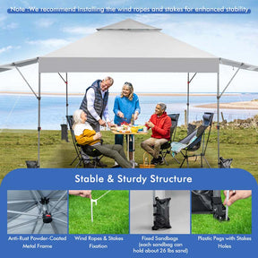 10 x 17.6 FT Instant Pop-up Canopy Tent with Adjustable Dual Awnings & Portable Wheeled Bag, UPF 50+ Outdoor Gazebo Shelter for Market, Picnic